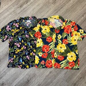 Old Navy Mens XL Hawaiian Camp Collar Shirt Bundle Floral Sailboat Tropical SS